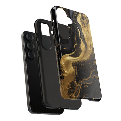 Golden Flow - Black &amp; Gold Marble Luxe Phone Case