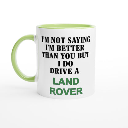 Funny Land Rover Mug – 11oz Luxury Car Driver Gift, Bold Statement Coffee Cup, Land Rover, Range Rover Lover Gift for Him or Her Ceramic Green