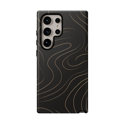 Noir Topograph - Black Minimalist Line Art Phone Case Samsung Galaxy S24 Ultra Matte