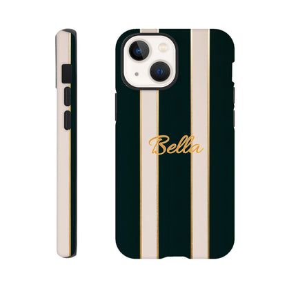 Elegant Striped Phone Case - Black &amp; Cream Design with Gold Accents for iPhone &amp; Samsung | Luxury Protection iPhone 13 Mini