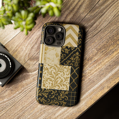 Phone Case, Luxury Black and Gold Festive Design for Christmas Gift, Holiday Decor, Tough Cases, Winter Celebration, Elegant iPhone Cover