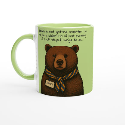 Wise Bear Mug – Vintage Bear Illustration with Scarf – Custom Bear Tag – Funny 11oz Coffee Mug – Gift for Him – Quirky Animal Lover Gift Ceramic Green