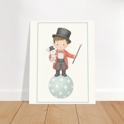 Circus Boy Poster Print - Classic Matte Art for Kids Nursery - Fun &amp; Whimsical Decor Print 20x25 cm 8x10″