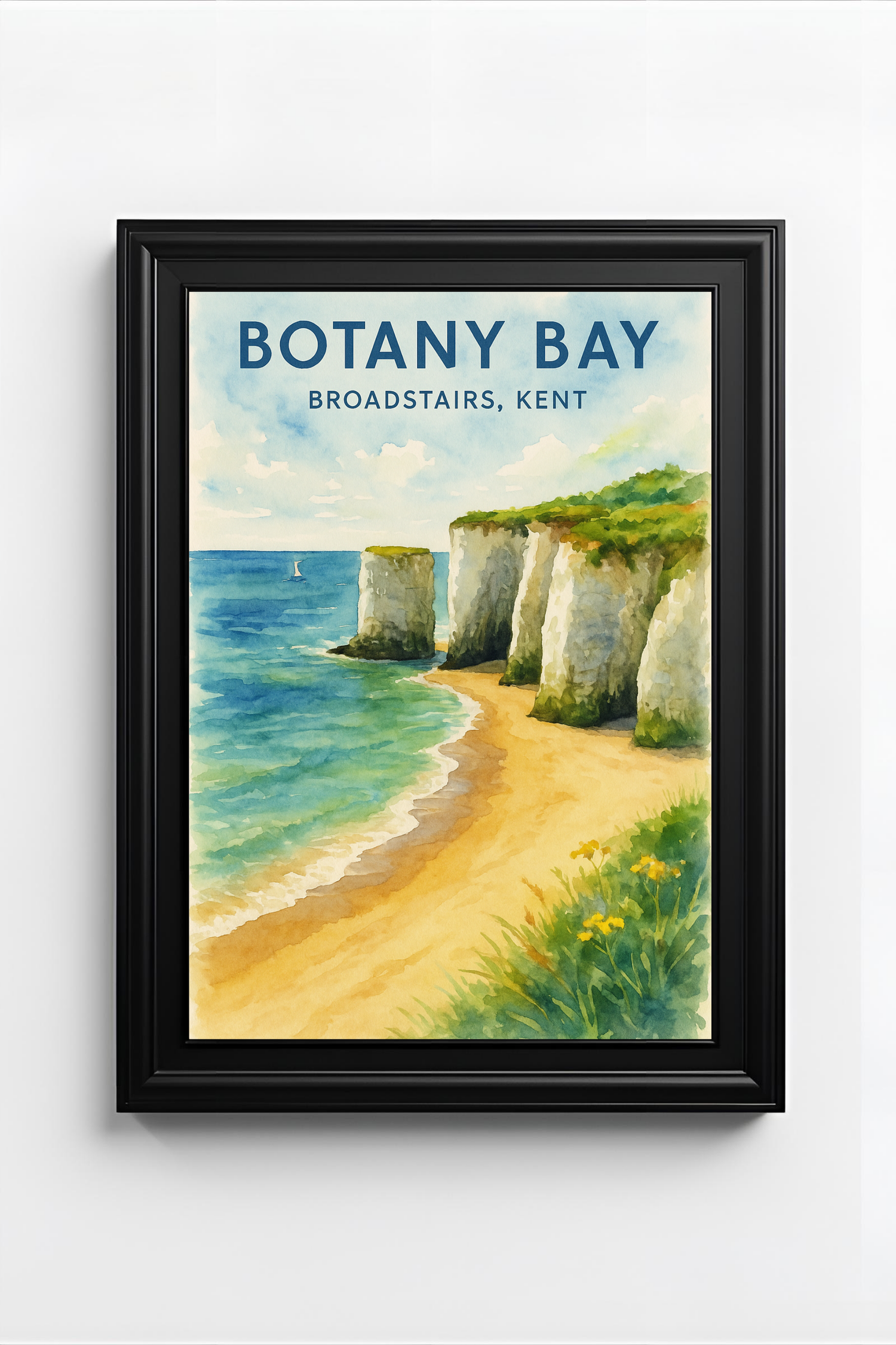 Botany Bay - Broadstairs Poster - Watercolor - Bedroom Art, Office Art, Wall Art, Living Room Poster, Kitchen Art Decor, Travel Print