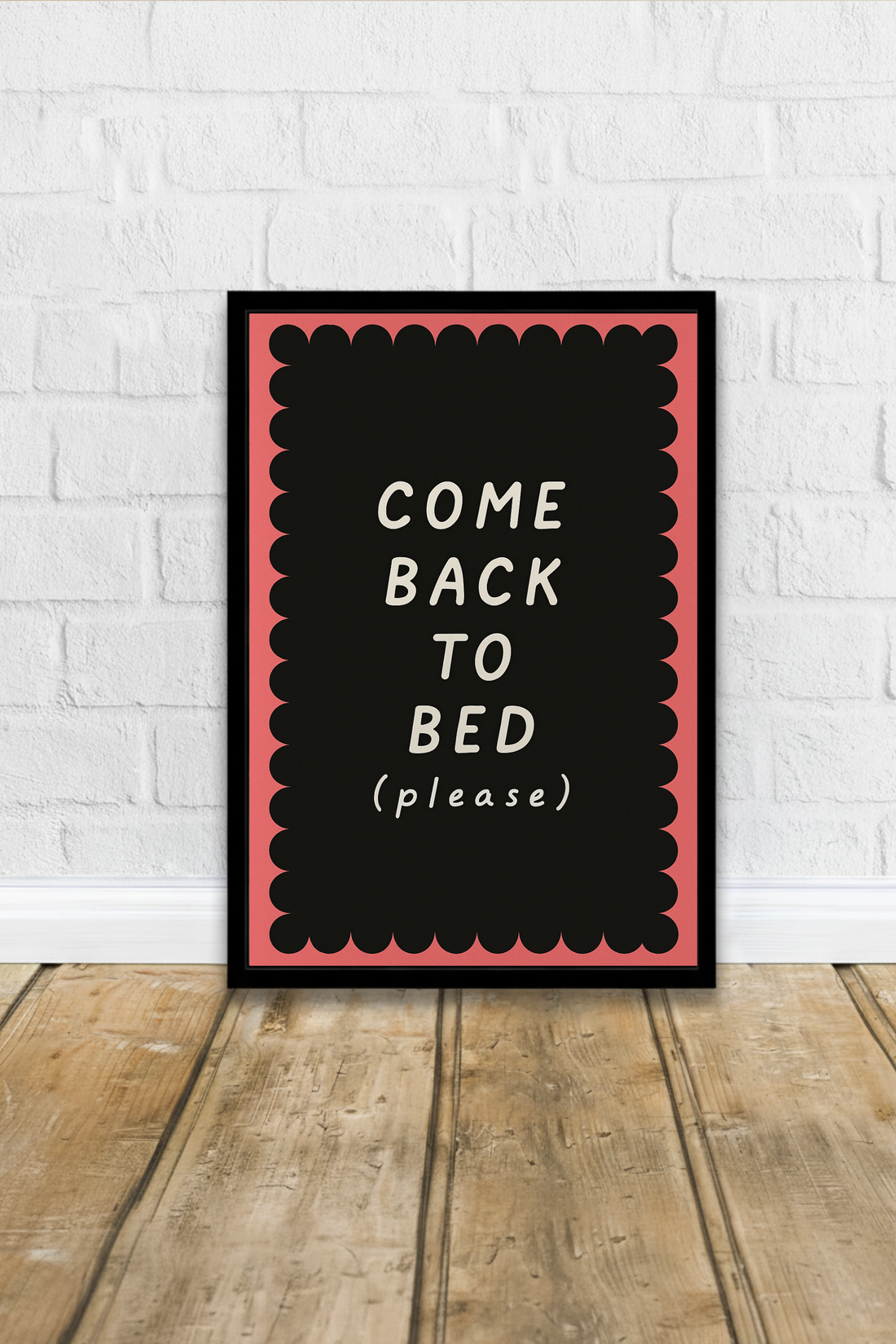 Come Back to Bed Poster - Romantic Pink & Black Wall Art | Pastel Bedroom Decor Print