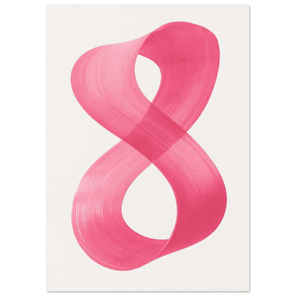 Infinity Abstract Brushstroke Art Print - Modern Minimalist Poster in Pink, Blue, Ochre, Black A2 (42 x 59.4 cm) Pink