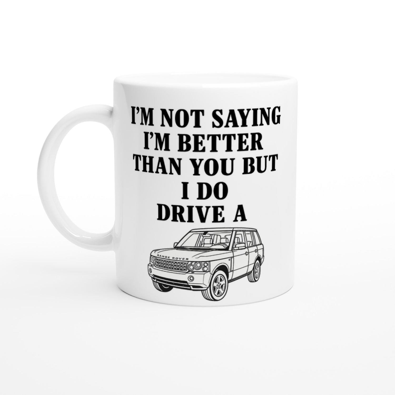 Range Rover Mug – Funny 11oz Coffee Cup for Luxury Car Lovers | Land Rover Gift Ceramic White