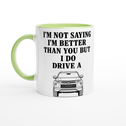 Funny Warrior Mug – 11oz Luxury Car Driver Gift, Bold Statement Coffee Cup, Mitsubishi Lover Gift for Him or Her Ceramic Green