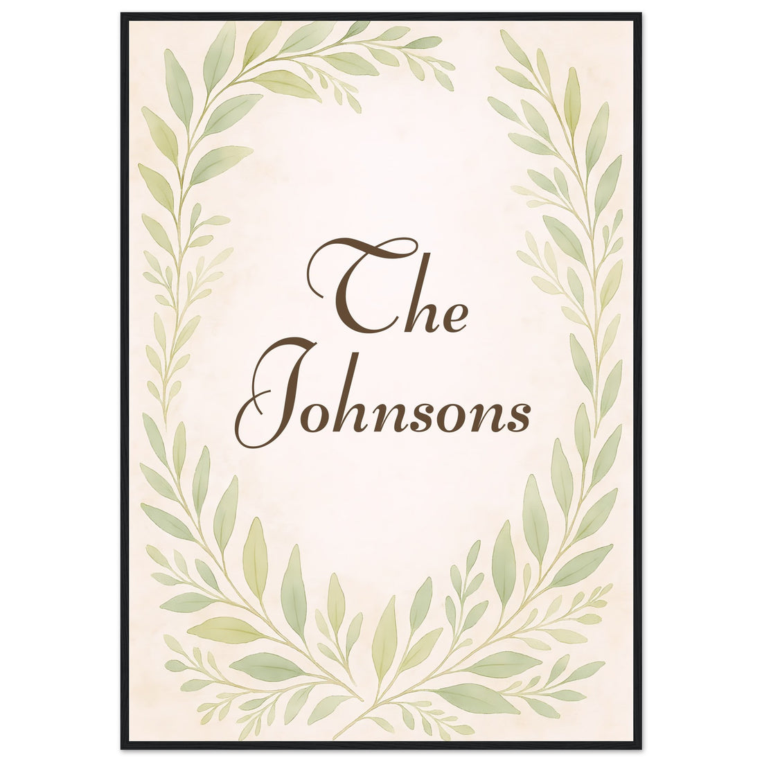 Personalized Family Name Poster in Wooden Frame – Custom Watercolor Botanical Wall Art – Home Decor Gift for Families, Housewarming 70x100 cm 28x40″ Black frame