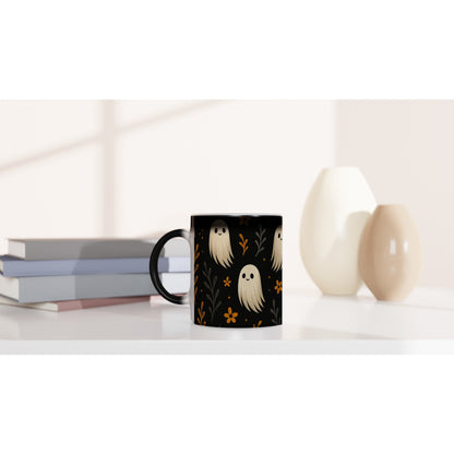 Cute Ghosts Halloween Mug - 11oz Ceramic Fall Decor Gift for Teachers - Magic Revealing Cup