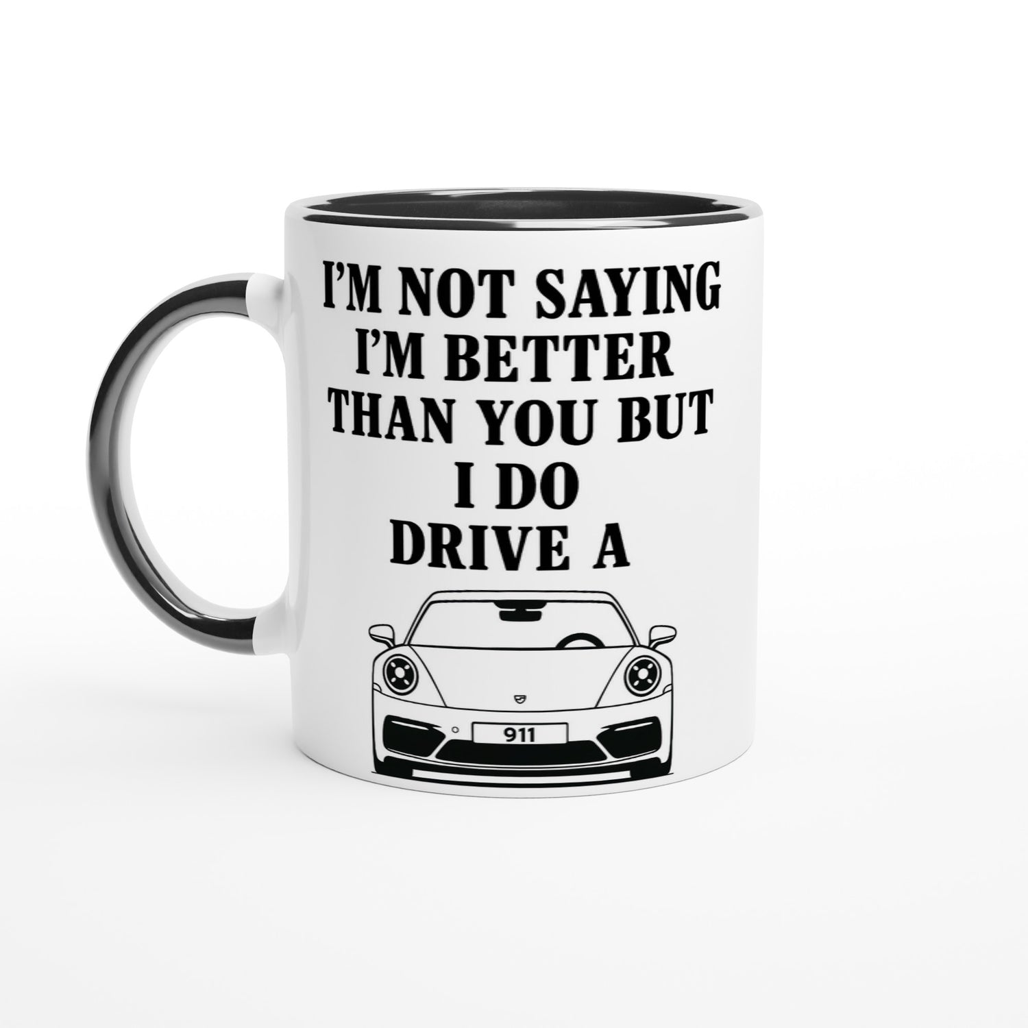 Funny Porsch Mug - 11oz Luxury Car Driver Gift - Ceramic Coffee Cup Ceramic Black