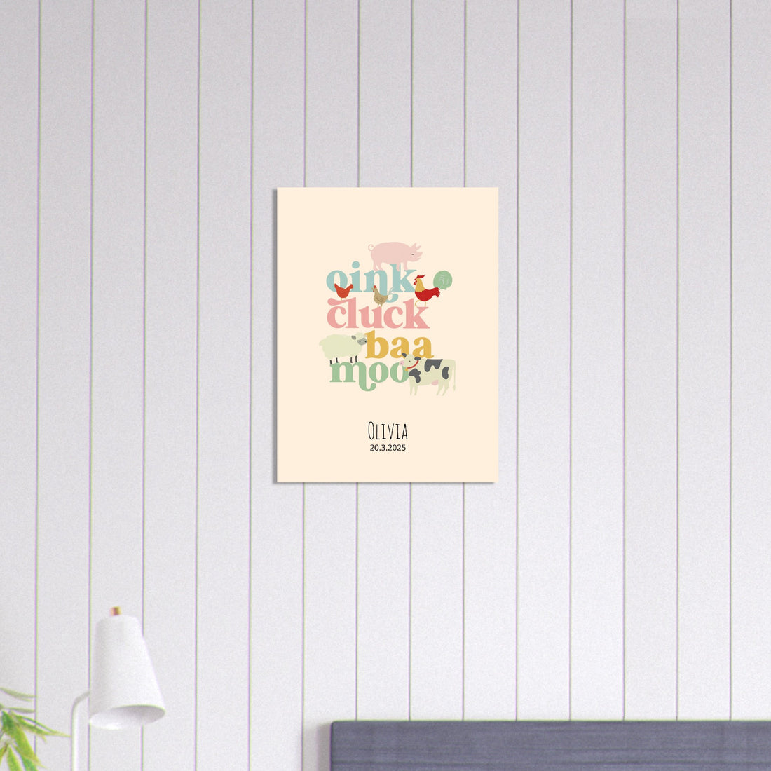 Oink Cluck Baa Moo Personalized Farm Print - Cute Nursery Wall Art Poster 45x60 cm 18x24″