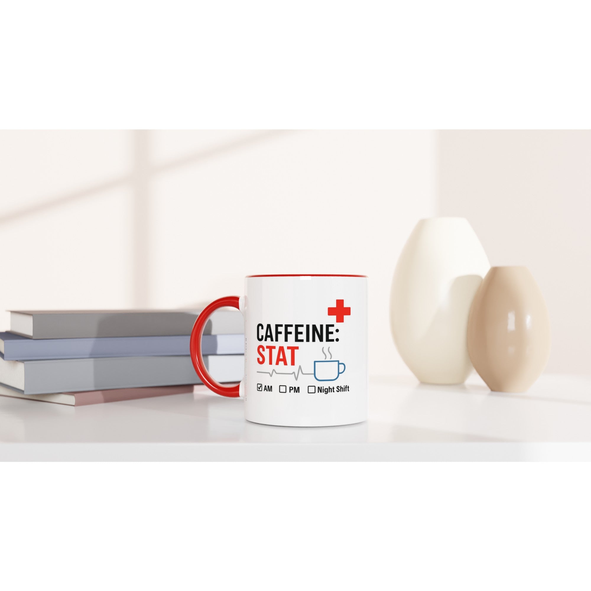 Funny Nurse Mug - Caffeine STAT Coffee Cup - Gift for Day Night Shift Healthcare Heroes - NHS
