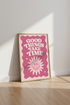 Good Things Take Time Wall Art | Pink Retro Sun Quote Poster | Trendy Dorm Room Decor