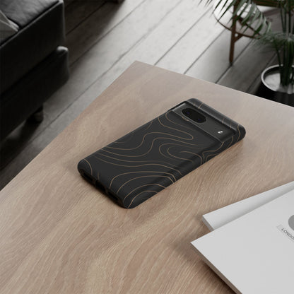 Noir Topograph - Black Minimalist Line Art Phone Case