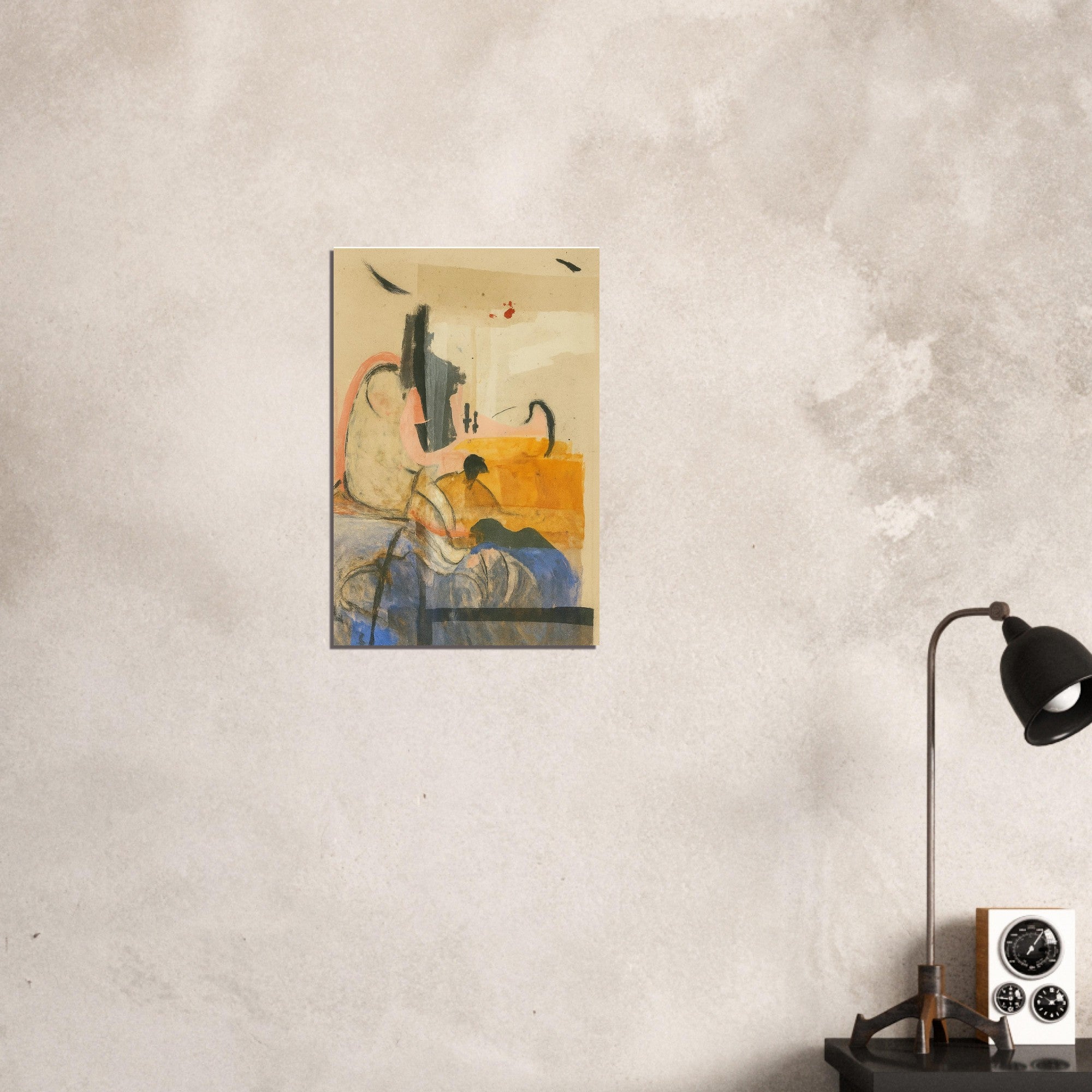 Echoes in Ochre: Modern Abstract Watercolor Poster (A3 Size | Vertical | Textured Art Print) 40x60 cm 16x24″