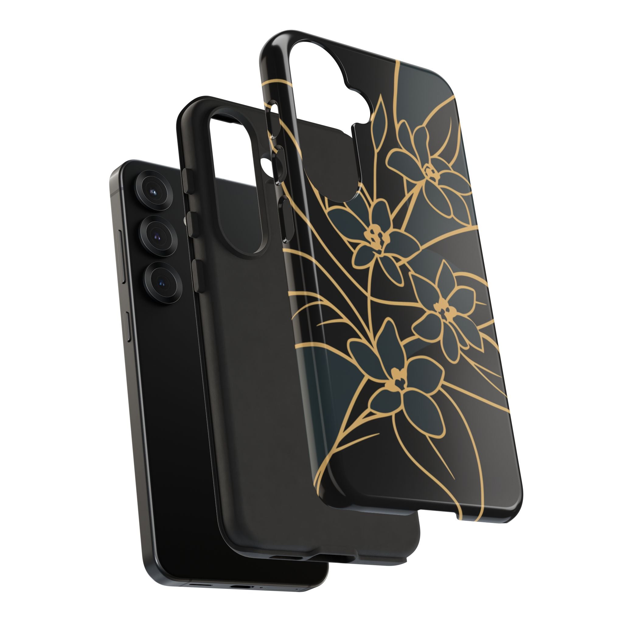 Golden Bloom - Elegant Floral Line Art Phone Case