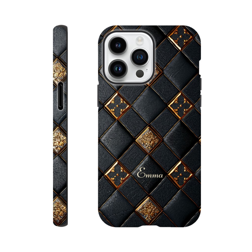 Personalized iPhone 16 and 15 Pro Max Cover,Luxury Checkers Pattern Tough Case,Custom Design,iPhone 16,15,14,13,12,11 iPhone 14 Pro Max