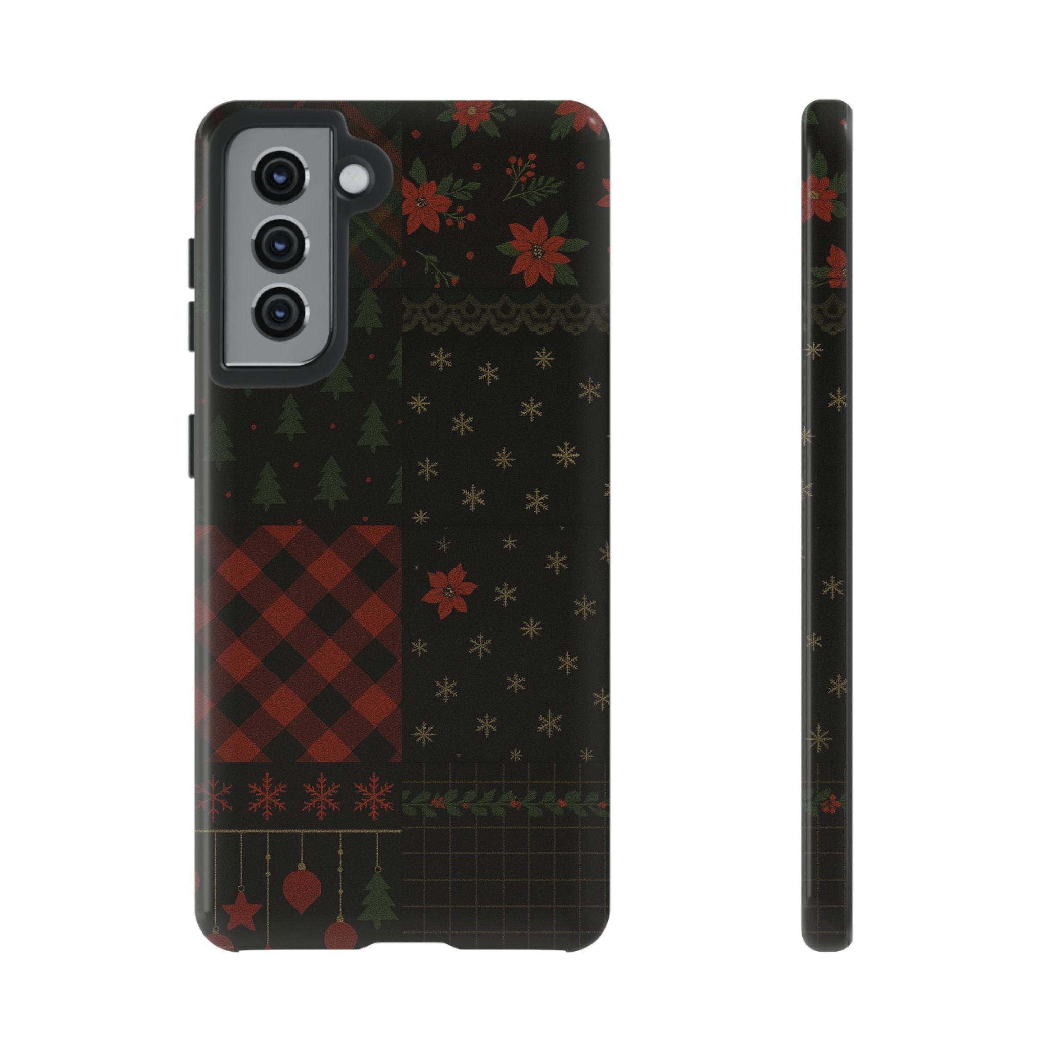 Black Festive Phone Case - Christmas Phone Cover - Tough Design Samsung Galaxy S21 Glossy