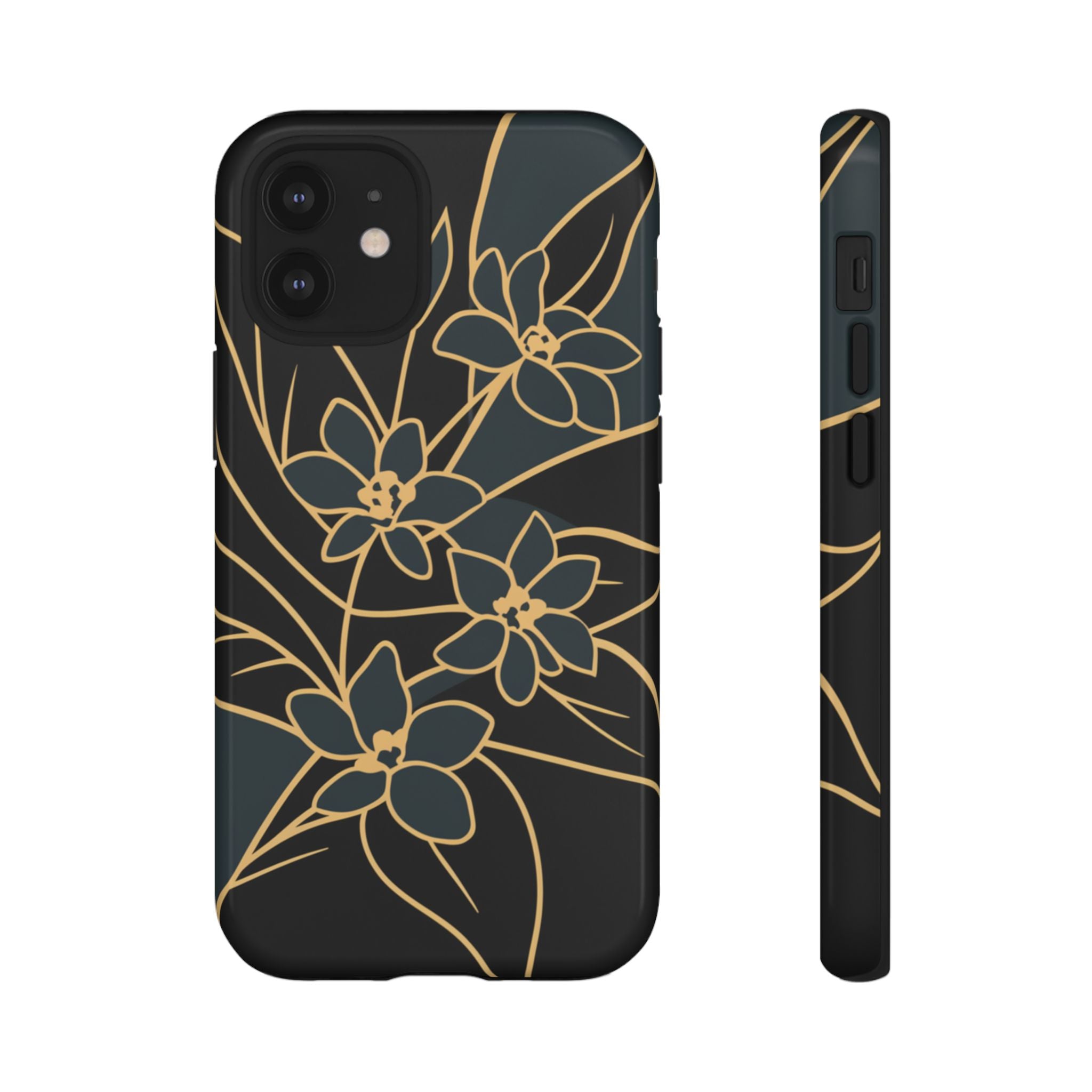 Golden Bloom - Elegant Floral Line Art Phone Case iPhone 12 Mini Glossy