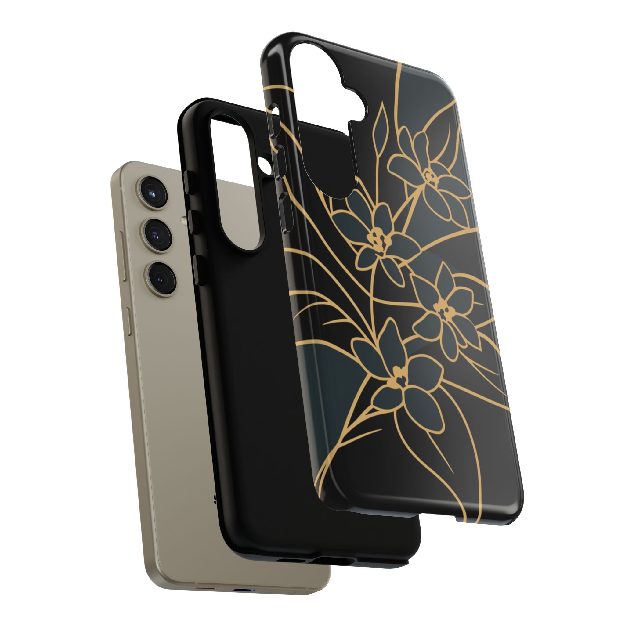 Golden Bloom - Elegant Floral Line Art Phone Case