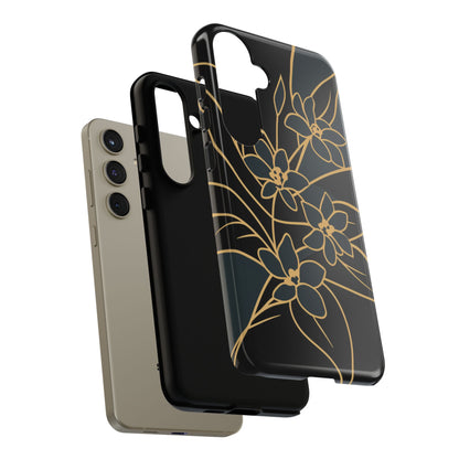 Golden Bloom - Elegant Floral Line Art Phone Case