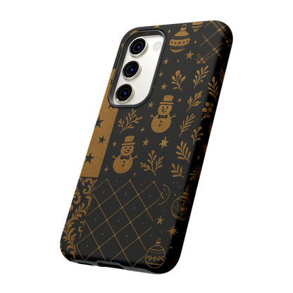 Black Festive Phone Case | Christmas Gift | Holiday Decor | Snowman Design | Tough Cases | Winter Celebration