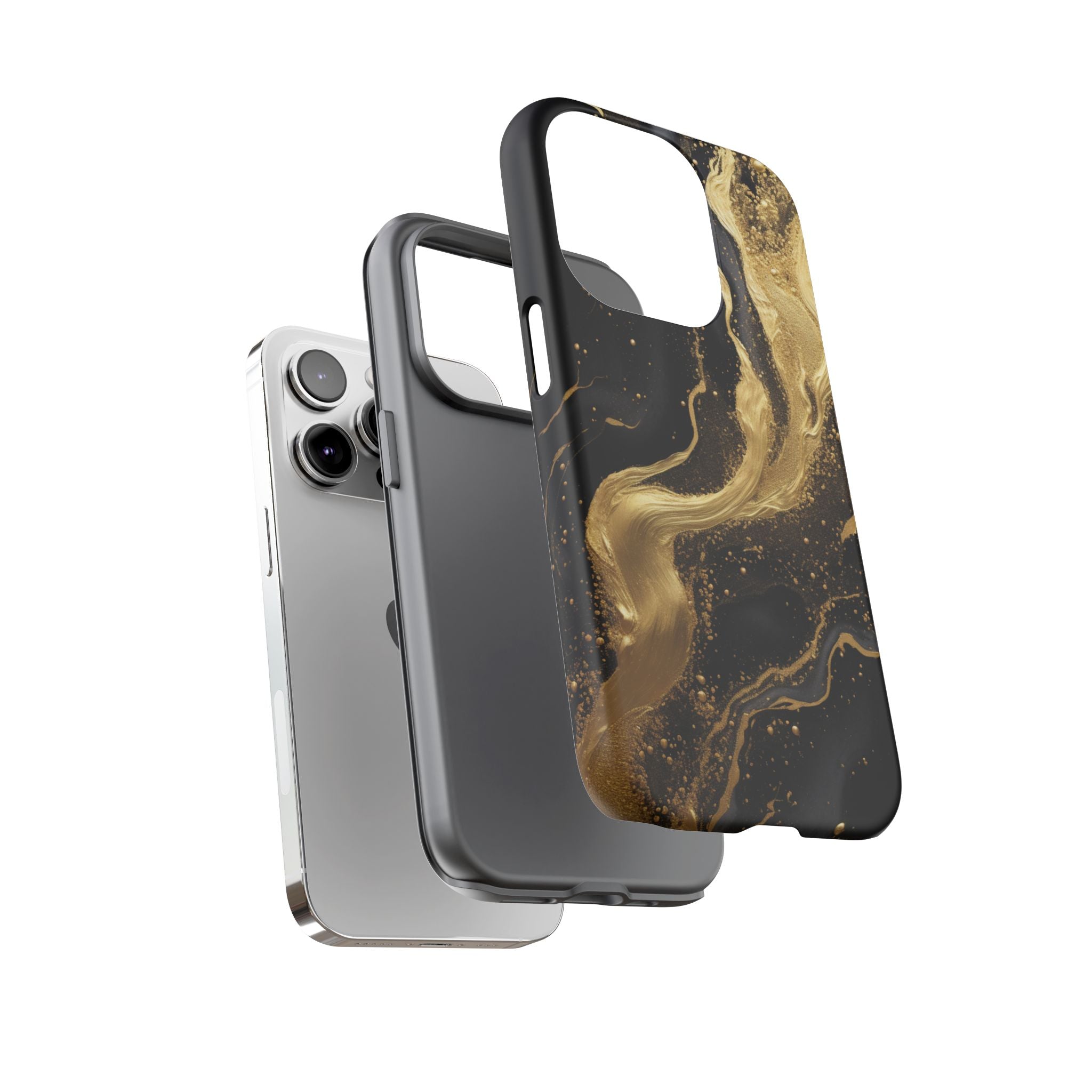 Golden Flow - Black &amp; Gold Marble Luxe Phone Case