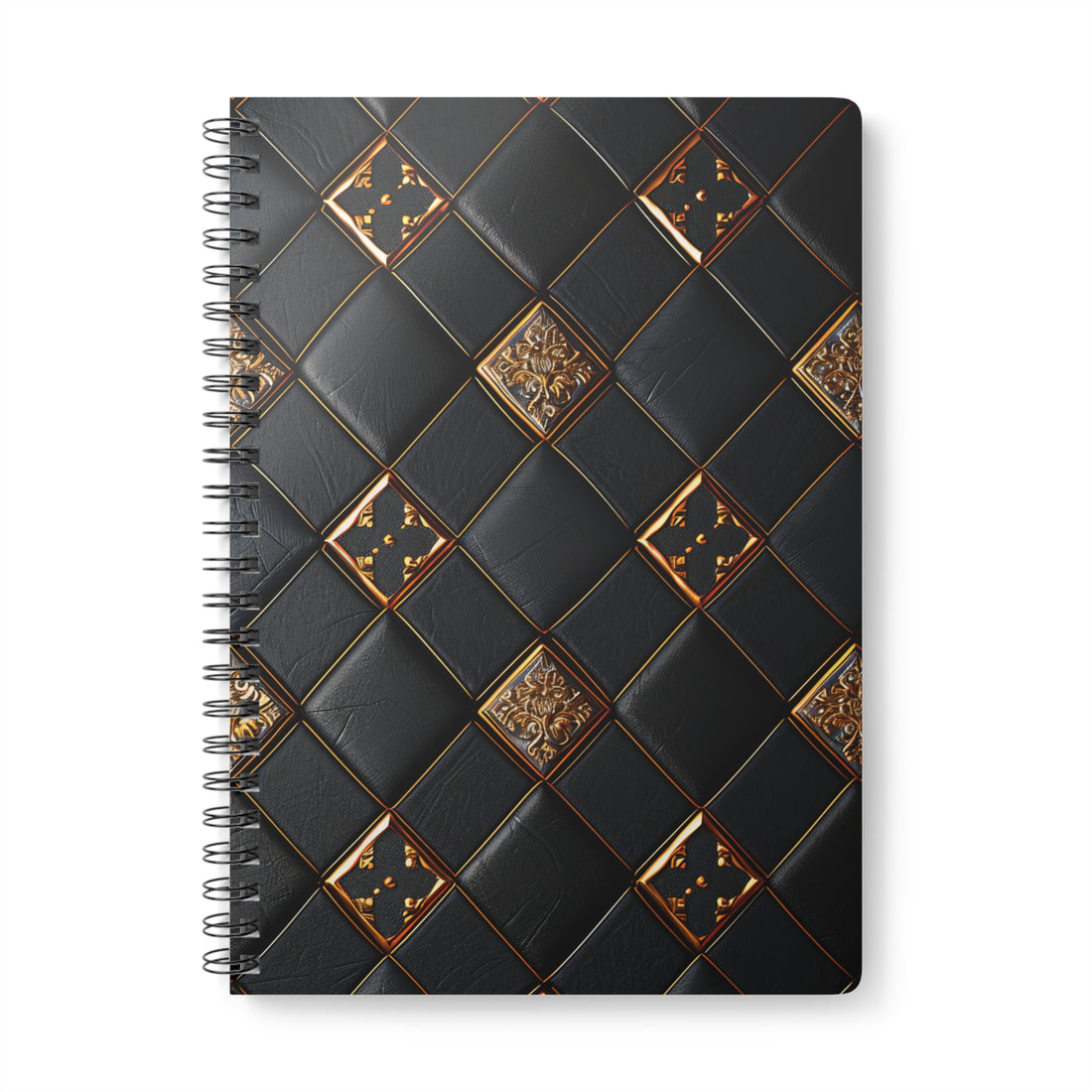 Luxury Black &amp; Gold Notebook | Elegant A5 Spiral Bound Journal | Sophisticated Leather-Inspired Design | Professional and Stylish Gift