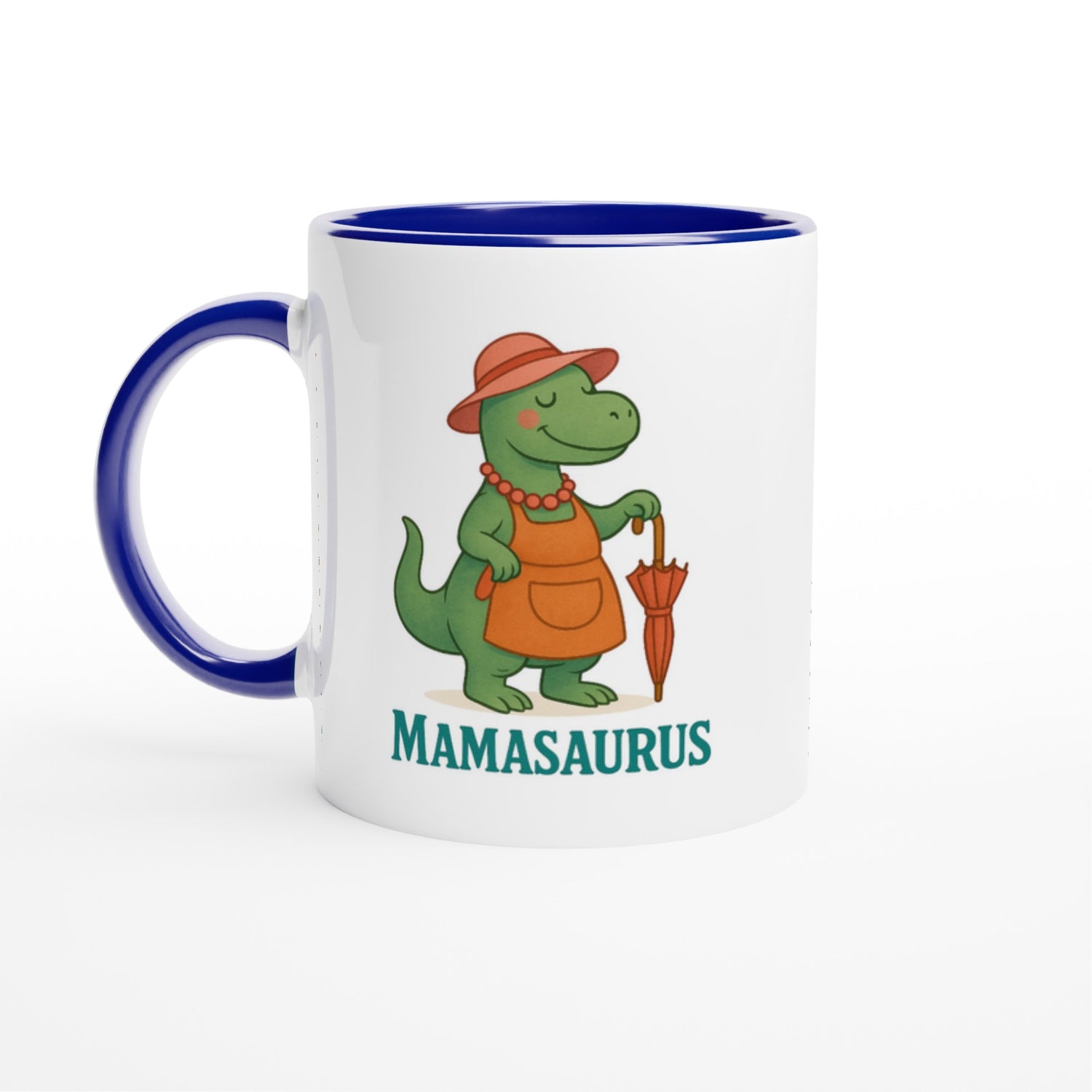 Mamasaurus Mug - Cute Dinosaur Coffee Cup - Perfect Gift for Moms Ceramic Blue