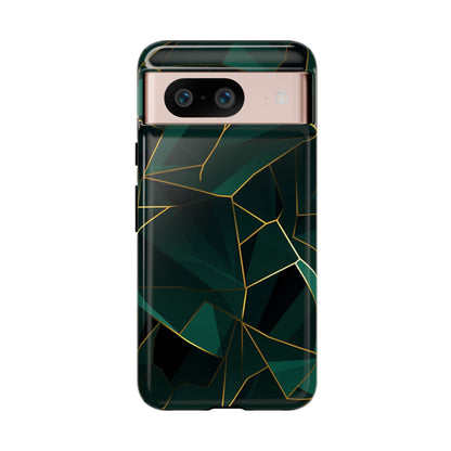 Emerald Veil - Geometric Luxe Phone Case Google Pixel 8 Glossy