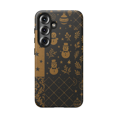 Black Festive Phone Case | Christmas Gift | Holiday Decor | Snowman Design | Tough Cases | Winter Celebration Samsung Galaxy S25 Matte