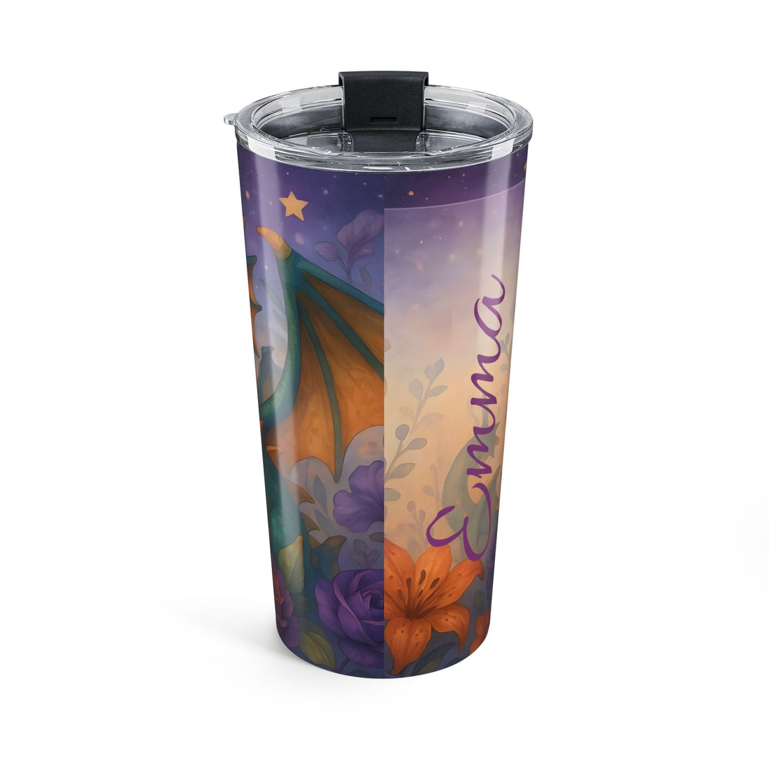 Cute Dragon Tumbler - Personalised 20oz Insulated Cup | Custom Name Stainless Steel Travel Mug