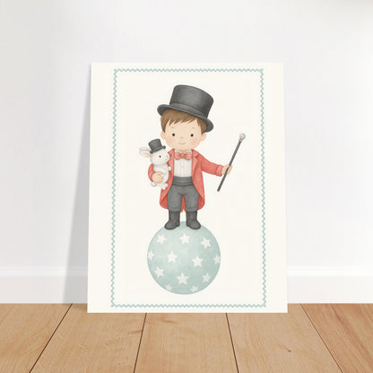 Circus Boy Poster Print - Classic Matte Art for Kids Nursery - Fun &amp; Whimsical Decor Print 40x50 cm 16x20″