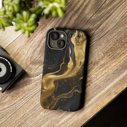Golden Flow - Black &amp; Gold Marble Luxe Phone Case