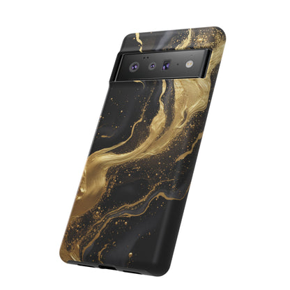 Golden Flow - Black &amp; Gold Marble Luxe Phone Case
