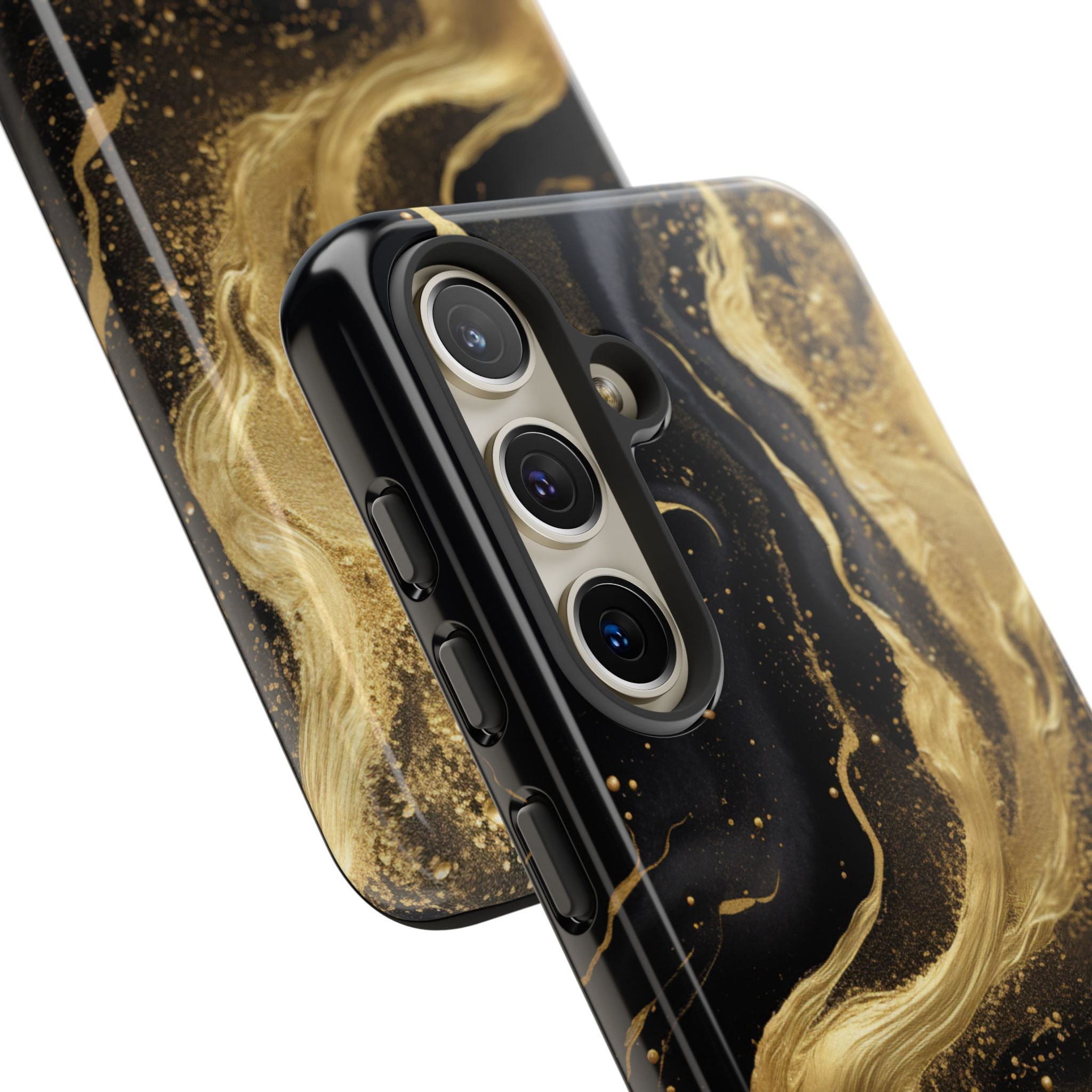 Golden Flow - Black &amp; Gold Marble Luxe Phone Case
