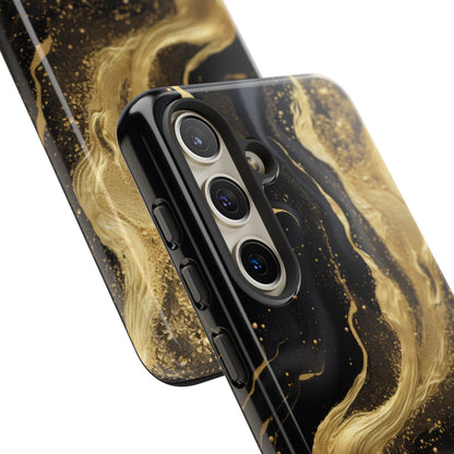 Golden Flow - Black &amp; Gold Marble Luxe Phone Case