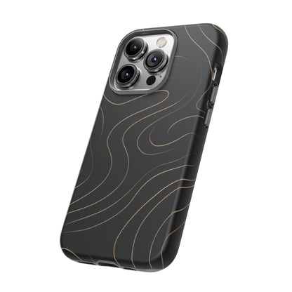 Noir Topograph - Black Minimalist Line Art Phone Case