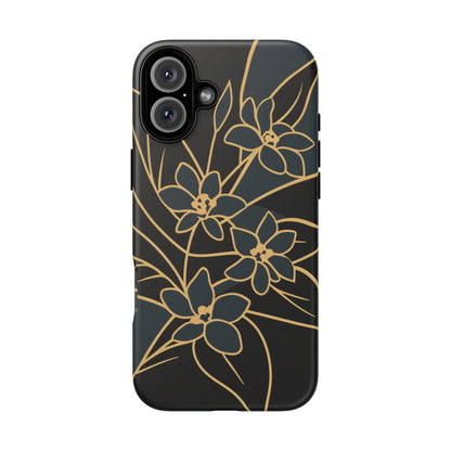 Golden Bloom - Elegant Floral Line Art Phone Case iPhone 16 Plus Matte