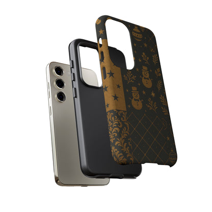 Black Festive Phone Case | Christmas Gift | Holiday Decor | Snowman Design | Tough Cases | Winter Celebration