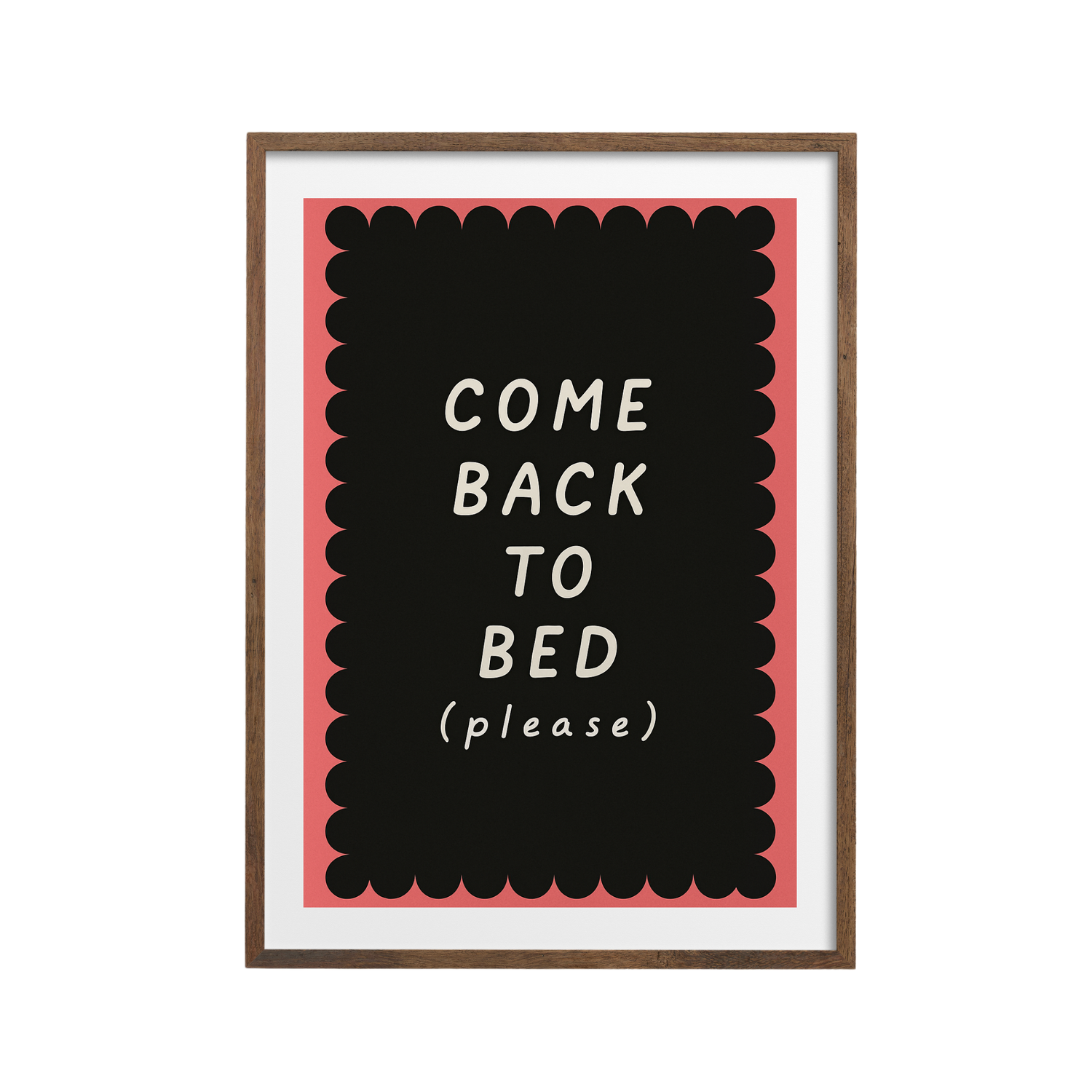 Come Back to Bed Poster - Romantic Pink & Black Wall Art | Pastel Bedroom Decor Print