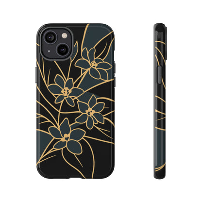 Golden Bloom - Elegant Floral Line Art Phone Case iPhone 14 Plus Glossy