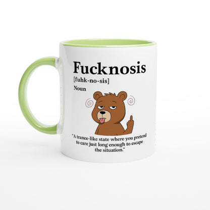 Funny F*cknosis Mug – Sarcastic Definition Coffee Cup with Dog, Cat, Bear, or Horse Design – 11oz Ceramic Humor Gift Ceramic Green Bear