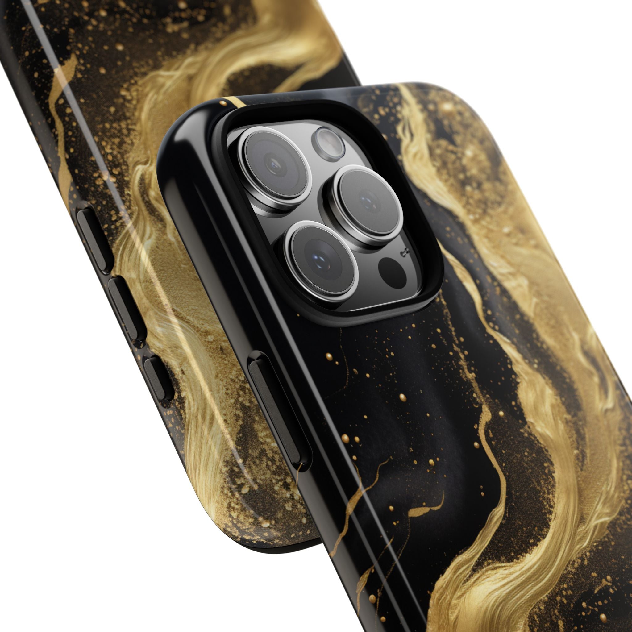 Golden Flow - Black &amp; Gold Marble Luxe Phone Case