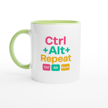 CTRL + ALT + REPEAT Bold Mug - Funny Gift for Tech Lovers - Ceramic Coffee Cup Ceramic Green