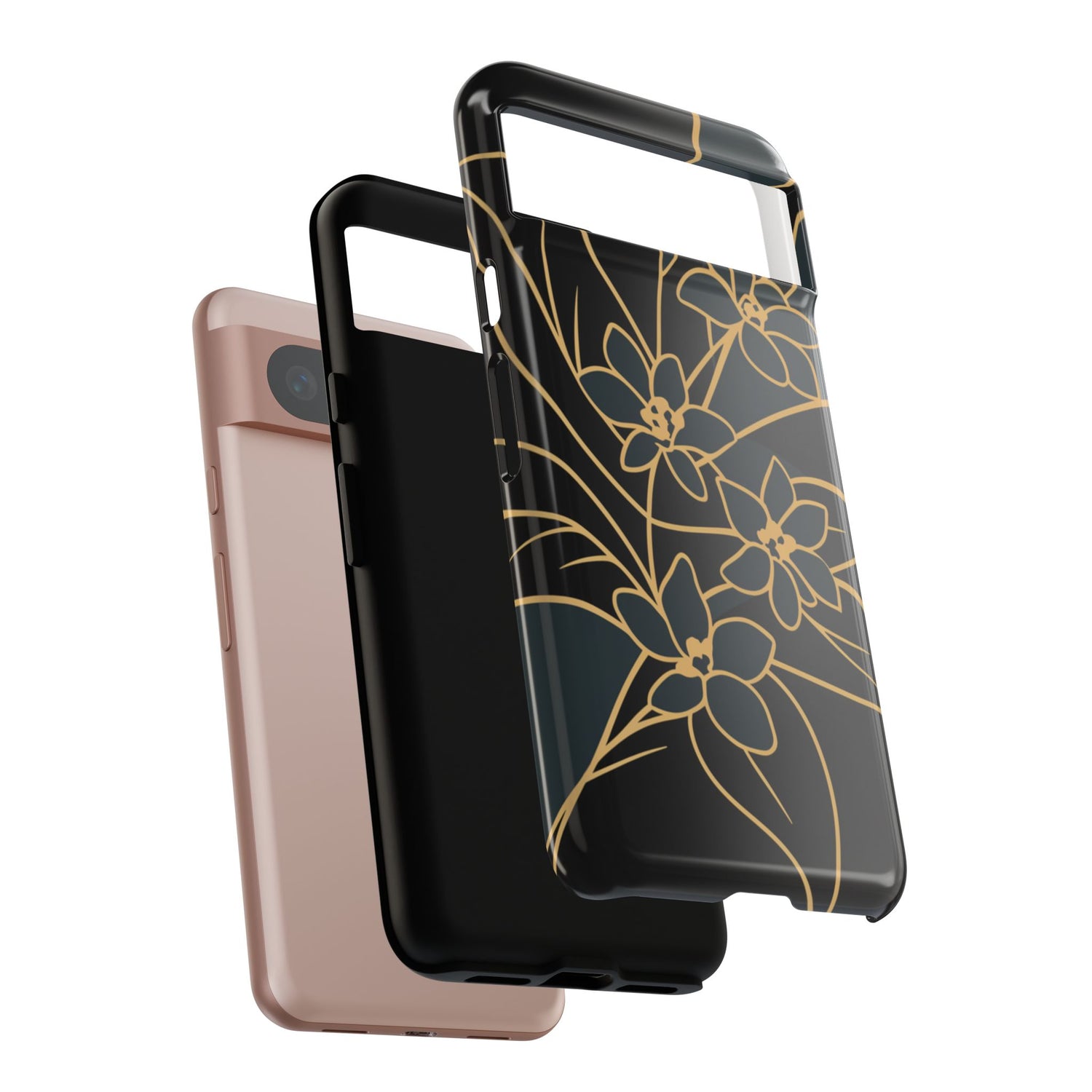 Golden Bloom - Elegant Floral Line Art Phone Case