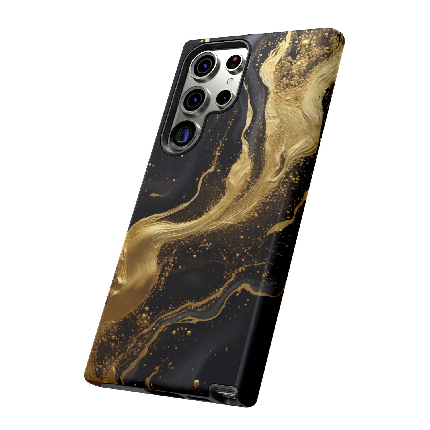 Golden Flow - Black &amp; Gold Marble Luxe Phone Case