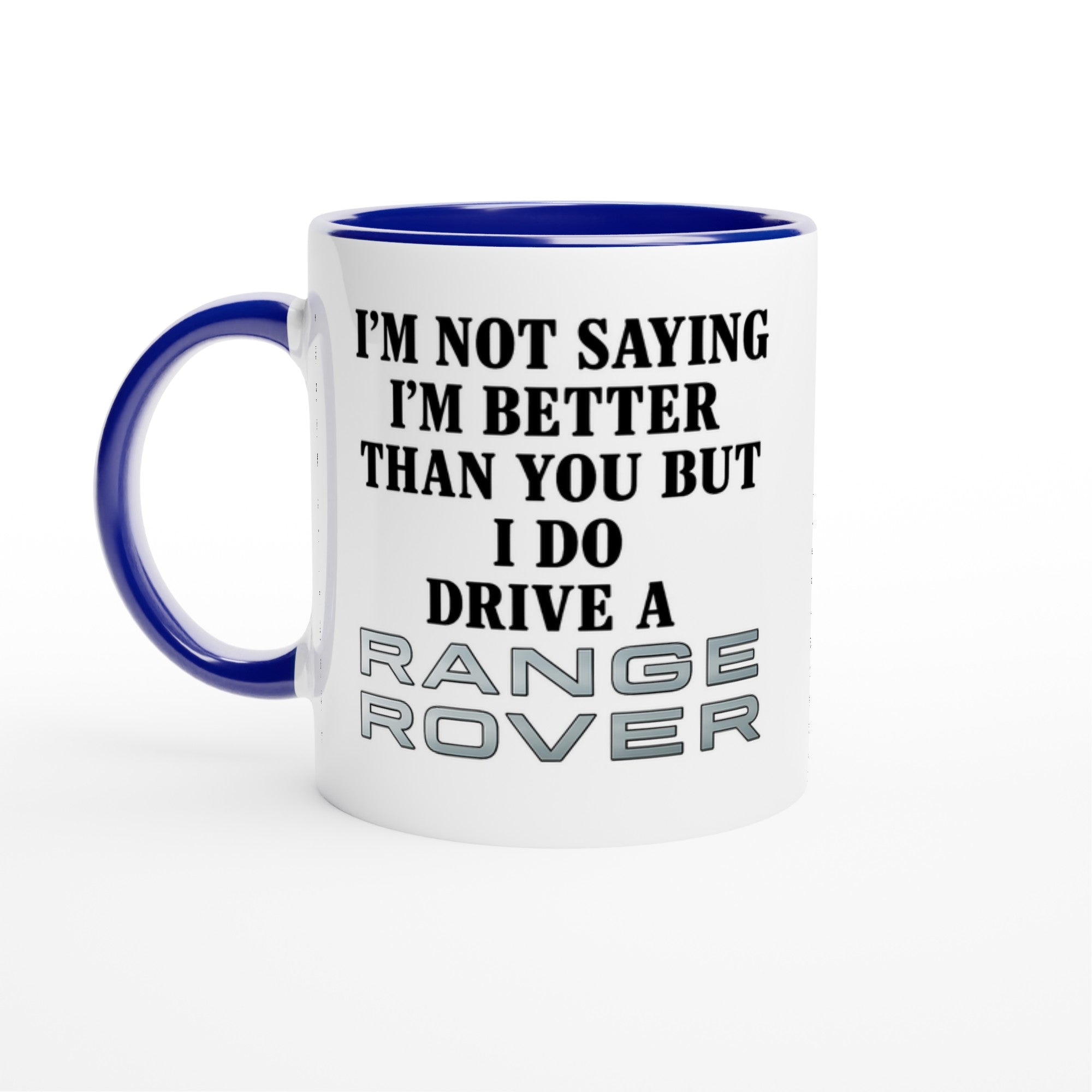 Funny Range Rover Mug – 11oz Luxury Car Driver Gift, Bold Statement Coffee Cup, Range Rover Lover Gift for Him or Her Ceramic Blue