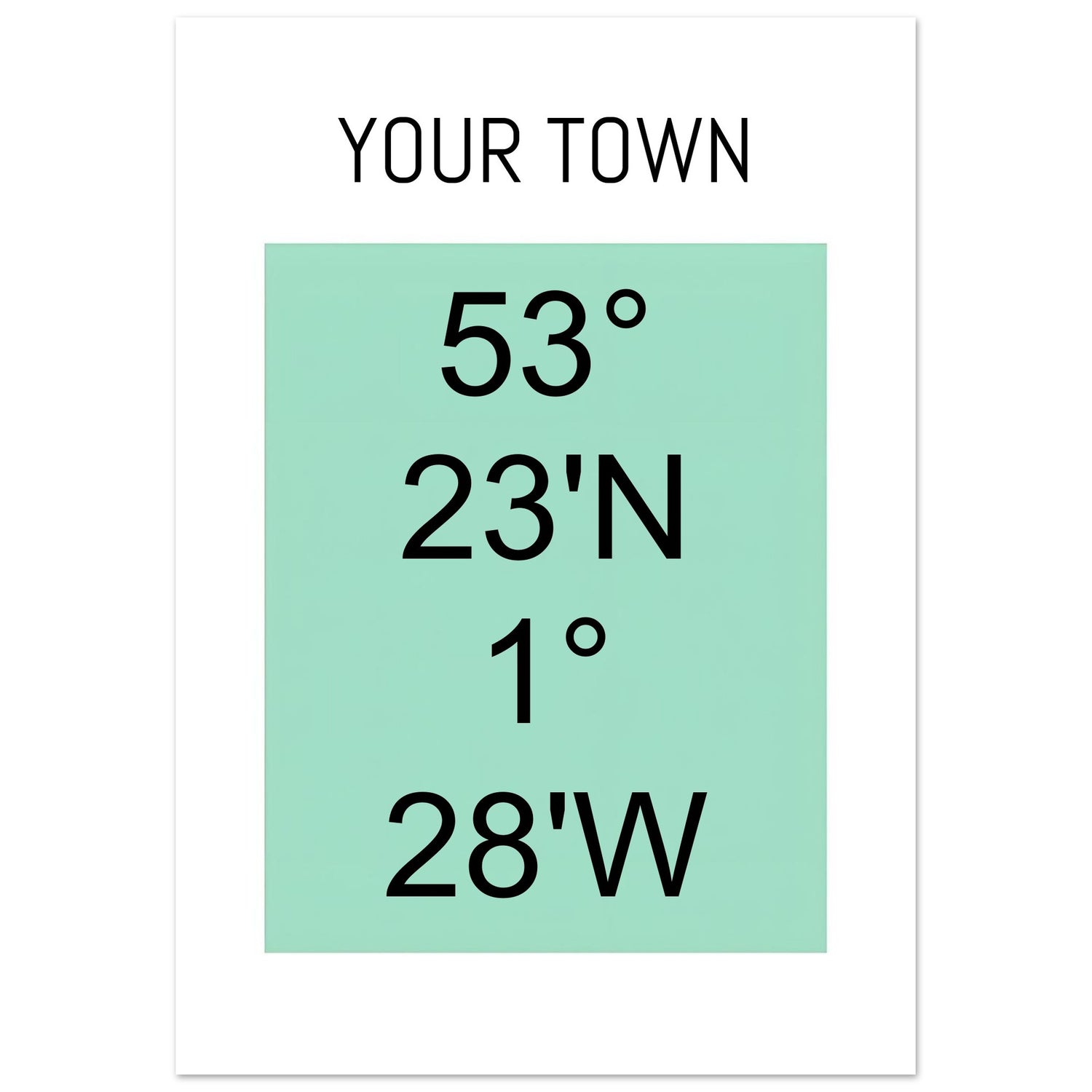 Personalized Map or Custom Location Coordinates Poster Print | Minimalist Unframed Wall Art Decor A3 A4 A5 70x100 cm 28x40″ Black and Green